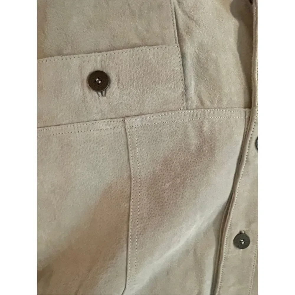 Chico's Womens Gray Leather Button Front Blazer Jacket Size 3